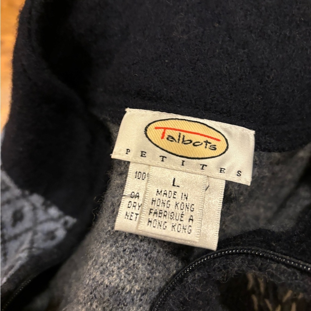 Vintage Patchwork Wool Talbots Zip Up Women's Size Large - Picture 6 of 6